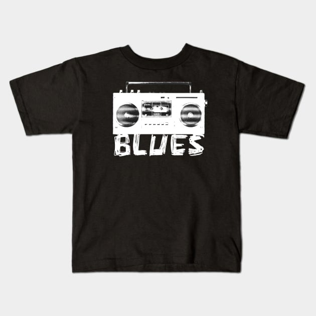 Blues Rock Radio for Blues Music fans, Blues band, blues musician Kids T-Shirt by badlydrawnbabe